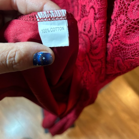 Red Lace Vneck Gown - Picture 8 of 8